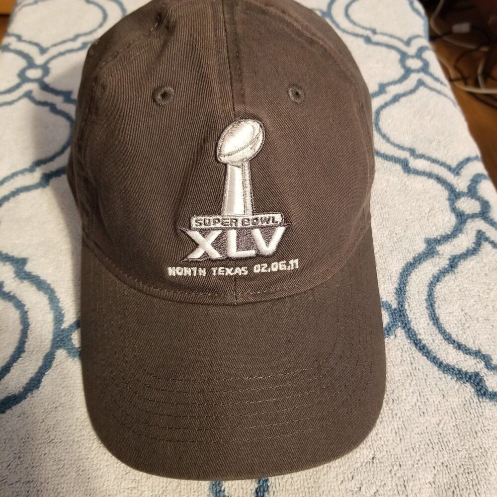NFL Team Apparel Reebok Super Bowl 45 strapback Hat 2/6/2011 gray cotton